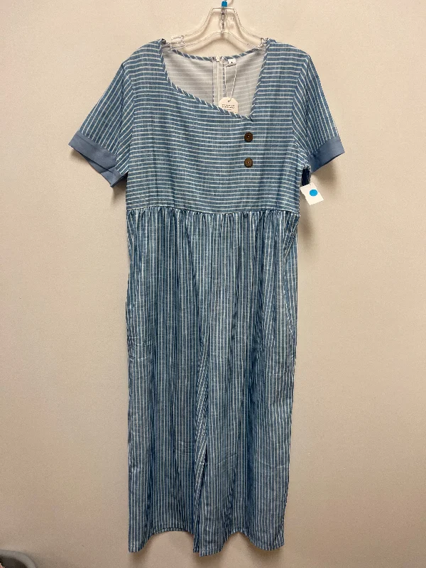 Jumpsuit By Clothes Mentor In Blue & White, Size: L