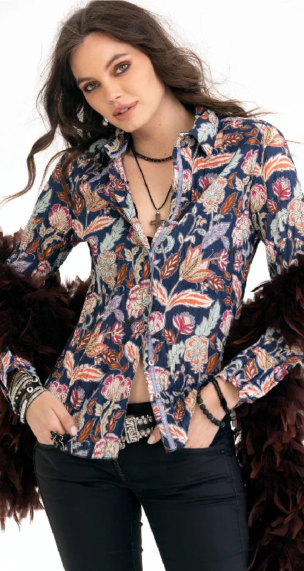 ART NOUVEAU FLORAL BUTTON DOWN SHIRT