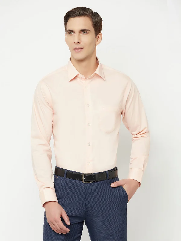 Cantabil Men's Peach Formal Shirt