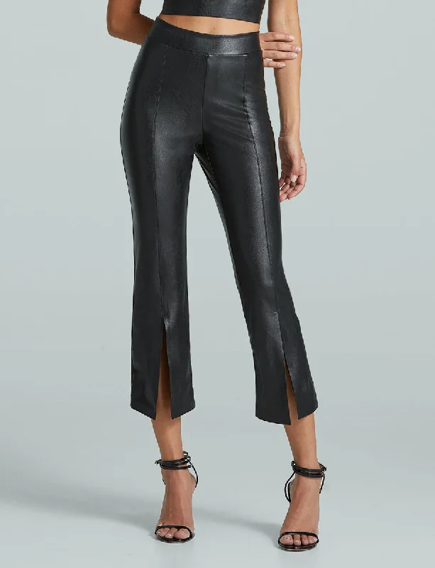 Faux Leather 7/8 Split Front Pant