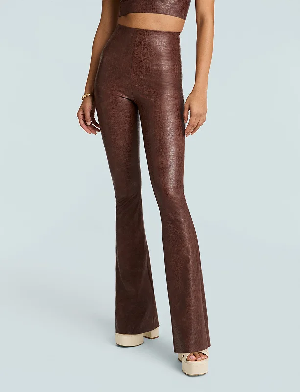 Faux Leather Animal Flared Legging