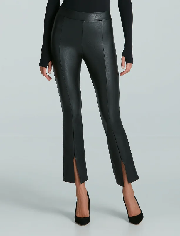 Faux Leather Split Front Pant