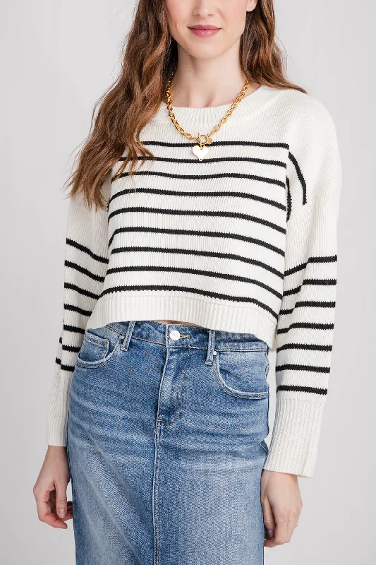 Creamon Free Stripe Crop Pullover