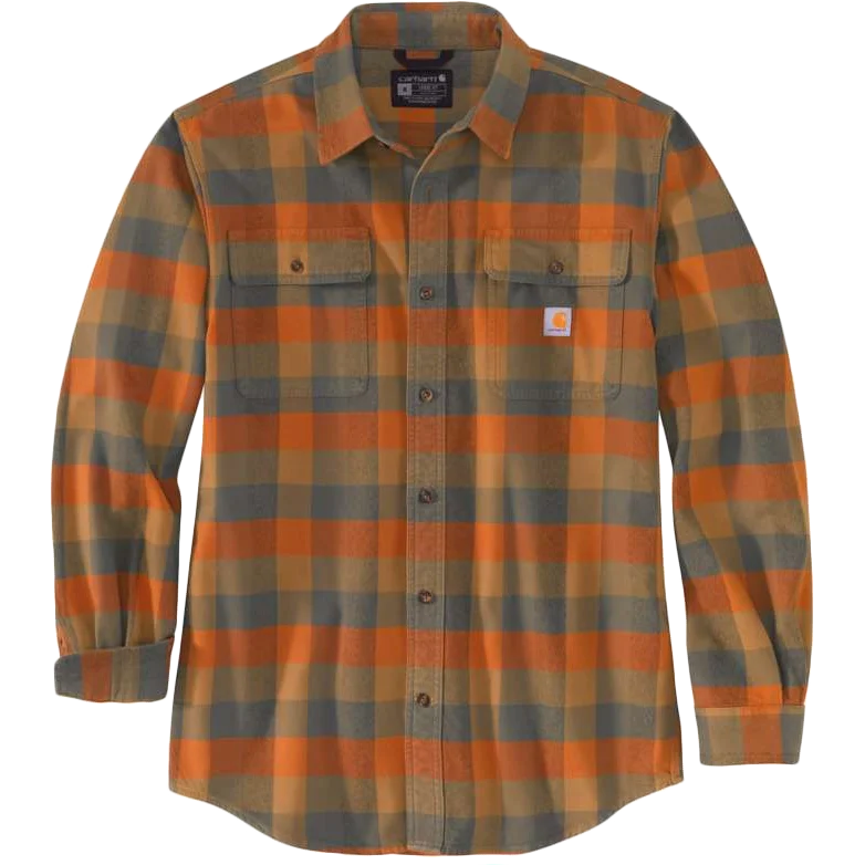 Men's Loose Fit Heavyweight Flannel Long-Sleeve Plaid Shirt