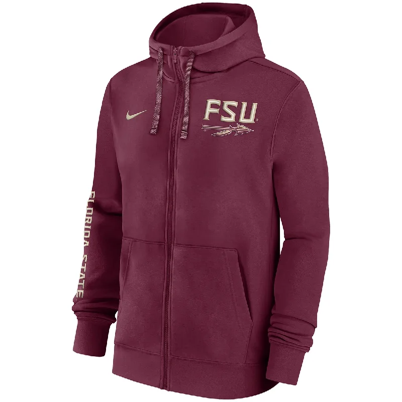 Nike Men's 2024 FSU Spear Full-zip Team Issue Club Hood - Garnet