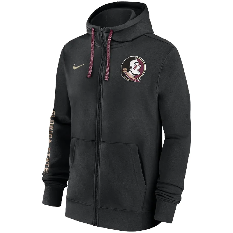 Nike Men's 2024 Seminole Logo Full-zip Team Issue Club Hood - Black