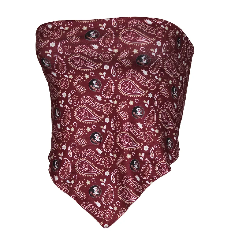 ZooZatz Women's Seminole Logo Paisley Design Tie-back Bandeau - Garnet