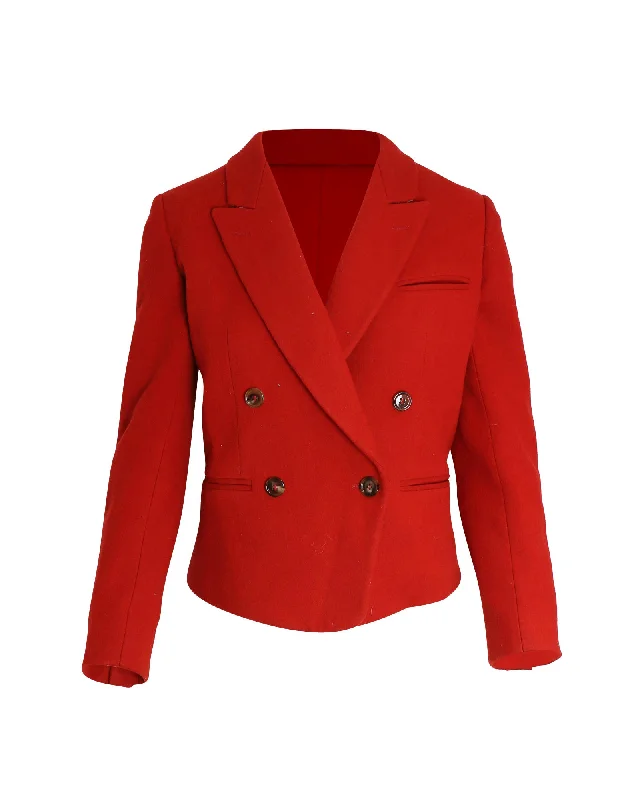 Chloe Double-Breasted Blazer in Red Virgin Wool