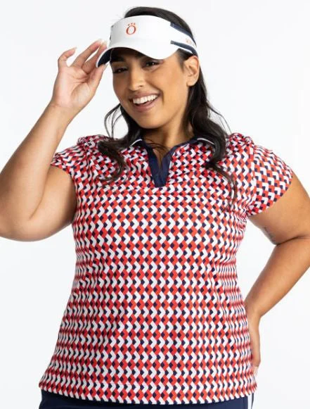 Classic and Fantastic Shortsleeve Golf Top - Chevron Tomato Red - FINAL SALE