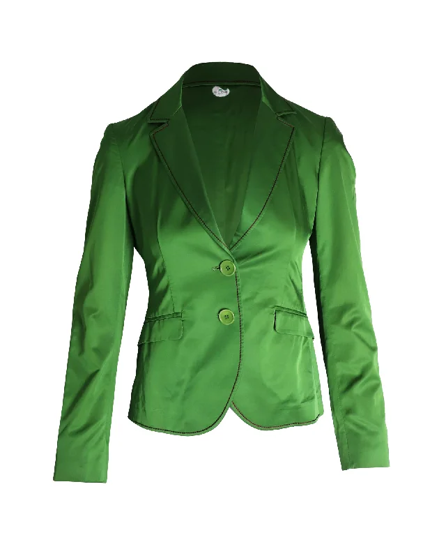 Etro Single-Breasted Blazer in Green Cotton