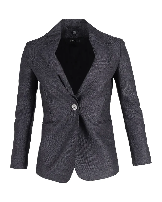 Gucci Single-Breasted Blazer in Grey Wool