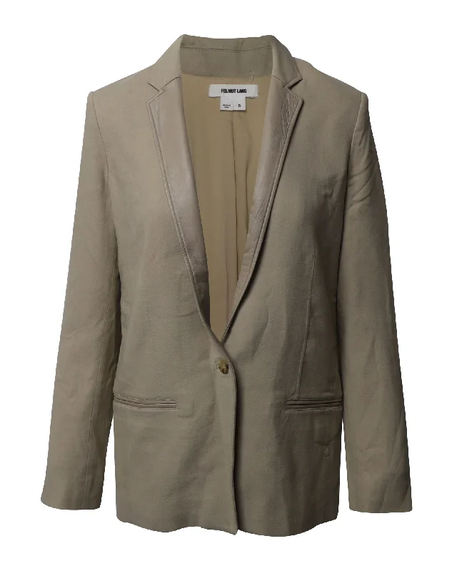 Helmut Lang Noa Single Breasted Blazer in Beige Viscose