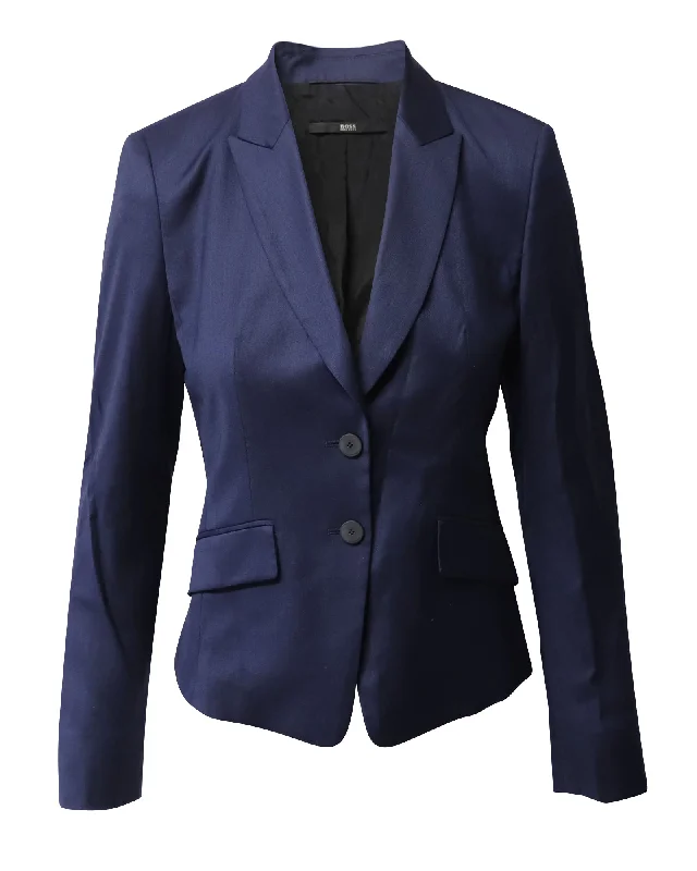 Hugo Boss Single Breasted Blazer in Blue Wool