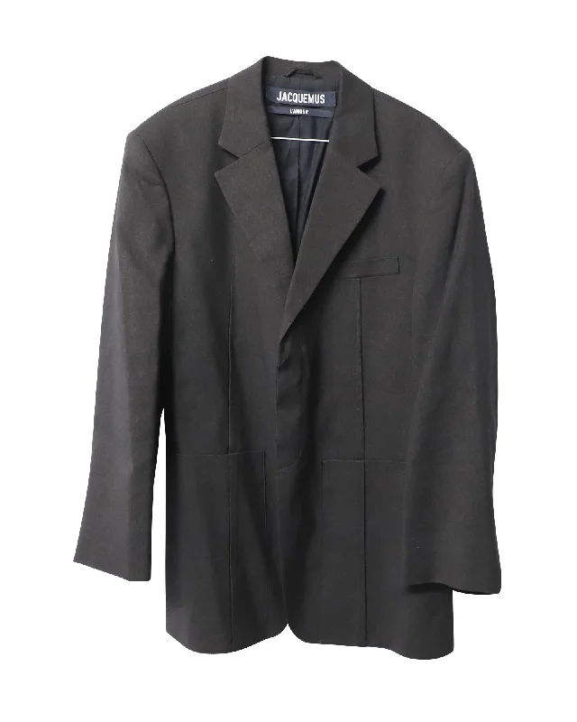 Jacquemus La Veste D'Homme Blazer in Black Hemp