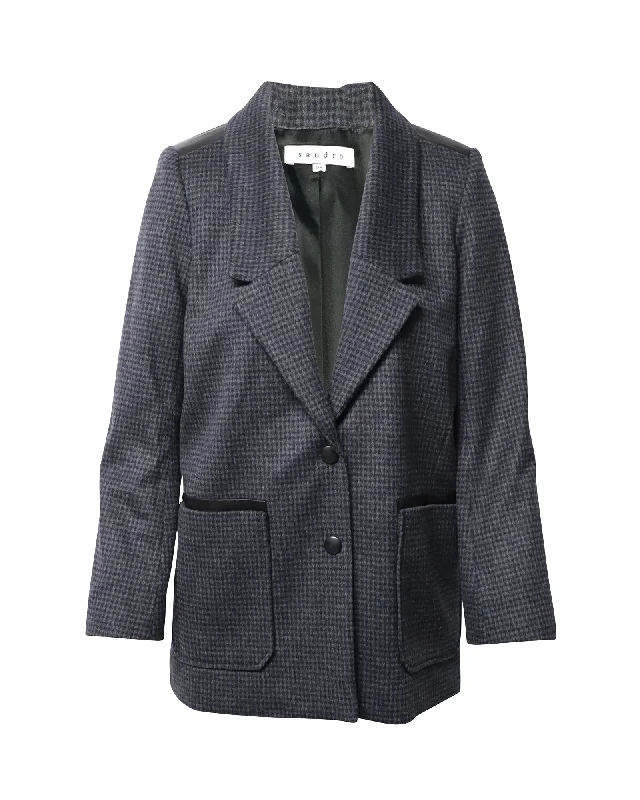 Sandro Paris Oversized Blazer in Grey Wool