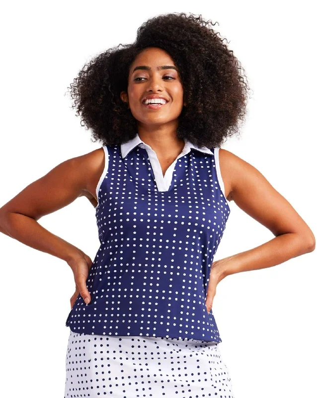 Victory Sleeveless Golf Top - Domino Navy