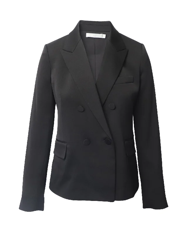 Vince Double Breasted Blazer in Black Wool