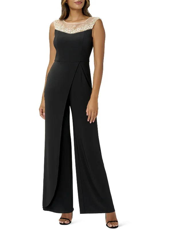 Womens Embellished Wide Leg Jumpsuit