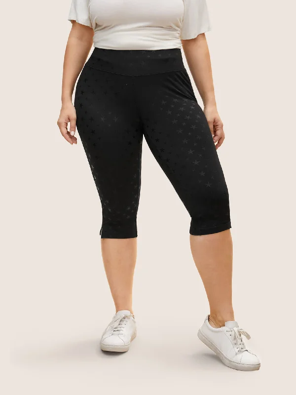 Star Glitter High Stretch Split Hem Leggings