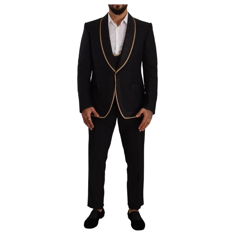 Dolce & Gabbana Elegant Black Silk Blend 3-Piece Suit