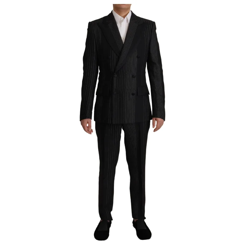 Dolce & Gabbana Elegant Black Striped Slim Fit Two-Piece Suit