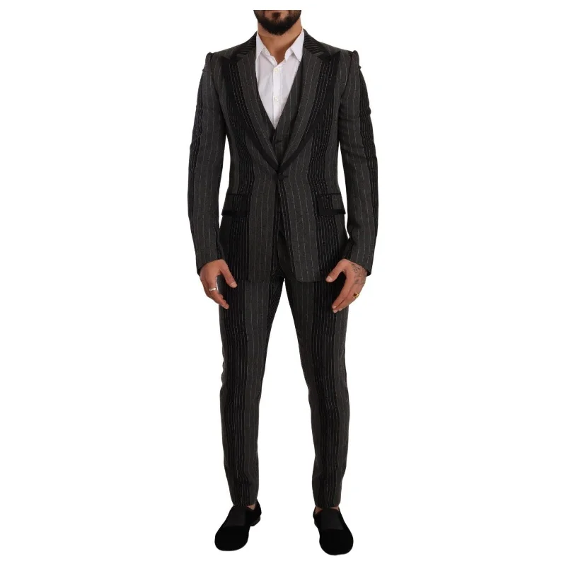 Dolce & Gabbana Elegant Striped Three-Piece Suit